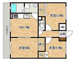ローズヒル府中 3DKの間取図画像