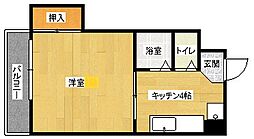 ヴィラ丸本 1DKの間取図画像
