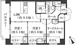 グランドポレストーネ大手町弐番館 2SLDKの間取図画像