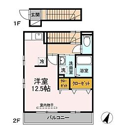 セジュール皆実 ワンルームの間取図画像