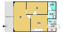 東洋コーポラス 2DKの間取図画像