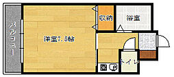 グランディール猿猴橋 1Kの間取図画像