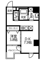 Residence Iconn KAWARAMACHI 1DKの間取図画像
