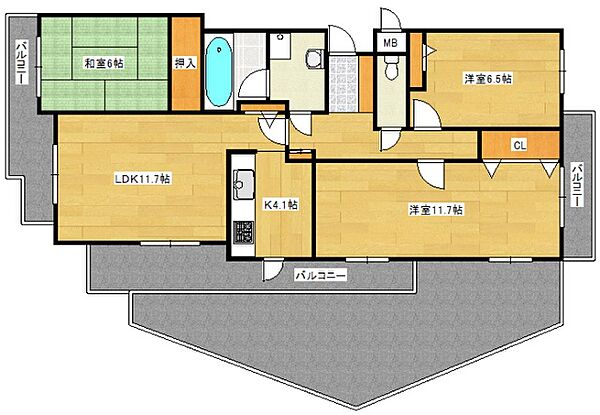 広島県広島市西区古江西町(賃貸マンション3LDK・1階・90.91㎡)の写真 その2