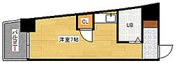 広島電鉄8系統 舟入町駅 徒歩1分の賃貸マンション 7階ワンルームの間取り