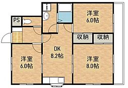 メゾンイデ1 3DKの間取図画像