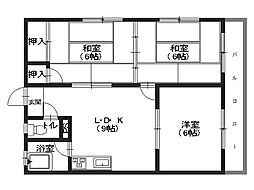 仲野マンション 3DKの間取図画像