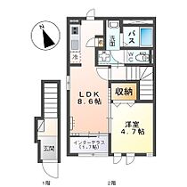 広島県広島市東区温品７丁目（賃貸アパート1LDK・2階・42.34㎡） その2