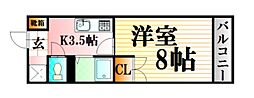 JR可部線 安芸長束駅 徒歩2分の賃貸マンション 4階1Kの間取り