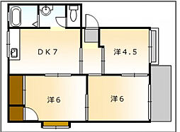 広島電鉄宮島線 広電西広島(己斐)駅 徒歩29分の賃貸アパート 2階3DKの間取り