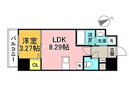 広島電鉄8系統 舟入川口町駅 徒歩5分の賃貸マンション 2階1LDKの間取り