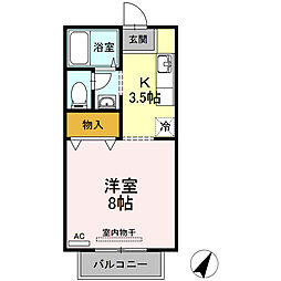 JR芸備線 矢賀駅 徒歩19分の賃貸アパート 2階1Kの間取り