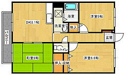 フォブール福原 3DKの間取図画像