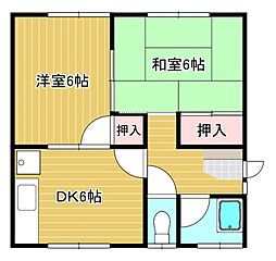 三宅第一アパート 2DKの間取図画像