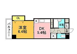 広島電鉄2系統 十日市町駅 徒歩5分の賃貸マンション 3階1DKの間取り