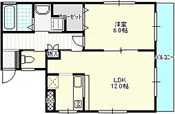 広島電鉄2系統 観音町駅 徒歩8分の賃貸マンション 3階1LDKの間取り