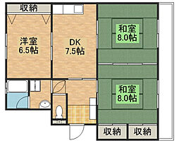 JR呉線 海田市駅 徒歩12分の賃貸マンション 3階3DKの間取り