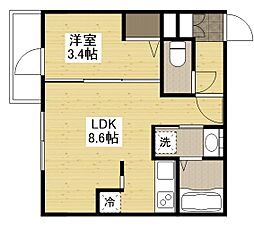 広島電鉄宮島線 東高須駅 徒歩17分の賃貸マンション 2階1LDKの間取り