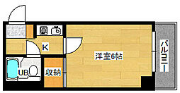 広島電鉄1系統 日赤病院前駅 徒歩9分の賃貸マンション 2階1Kの間取り