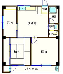 JR山陽本線 広島駅 徒歩13分の賃貸マンション 6階3DKの間取り