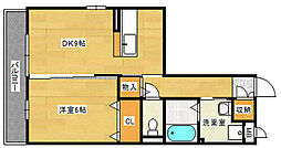 JR可部線 古市橋駅 徒歩7分の賃貸アパート 2階1LDKの間取り