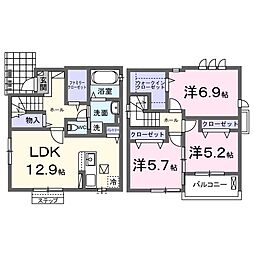 JR芸備線 矢賀駅 徒歩13分の賃貸一戸建て 1階3LDKの間取り