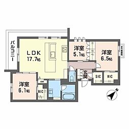 広島電鉄宮島線 高須駅 徒歩4分の賃貸マンション 3階3LDKの間取り