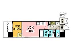 広島電鉄5系統 比治山橋駅 徒歩6分の賃貸マンション 3階1LDKの間取り