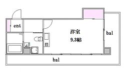 広島電鉄2系統 観音町駅 徒歩10分の賃貸マンション 3階ワンルームの間取り