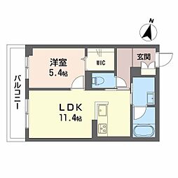 JR呉線 天神川駅 徒歩19分の賃貸マンション 3階1LDKの間取り