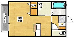 広島高速交通アストラムライン 長楽寺駅 徒歩8分の賃貸アパート 2階ワンルームの間取り