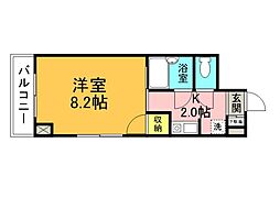 広島電鉄1系統 袋町駅 徒歩5分の賃貸マンション 2階1Kの間取り