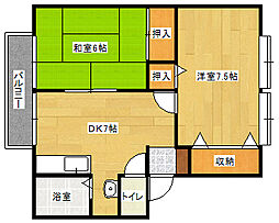 ウィンディア相・藤井 2DKの間取図画像