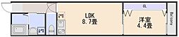 JR可部線 下祇園駅 徒歩19分の賃貸アパート 3階1LDKの間取り