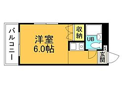広島電鉄1系統 中電前駅 徒歩4分の賃貸マンション 3階1Kの間取り