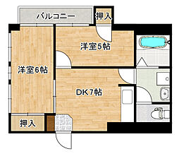 広島高速交通アストラムライン 祇園新橋北駅 徒歩8分の賃貸マンション 3階2DKの間取り