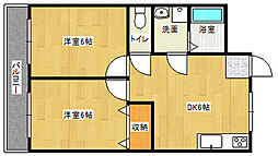 広島電鉄8系統 横川一丁目駅 徒歩10分の賃貸マンション 1階2DKの間取り