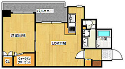 広島電鉄2系統 広島駅駅 徒歩6分の賃貸マンション 2階1LDKの間取り