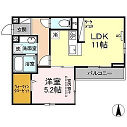 広島高速交通アストラムライン 牛田駅 徒歩9分の賃貸アパート 3階1LDKの間取り
