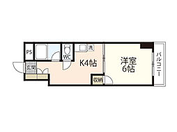 ローベンハイム永井 1DKの間取図画像