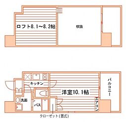 グランエターナ岡山3 1Kの間取図画像