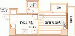 グレイス岡山 1DKの間取図画像