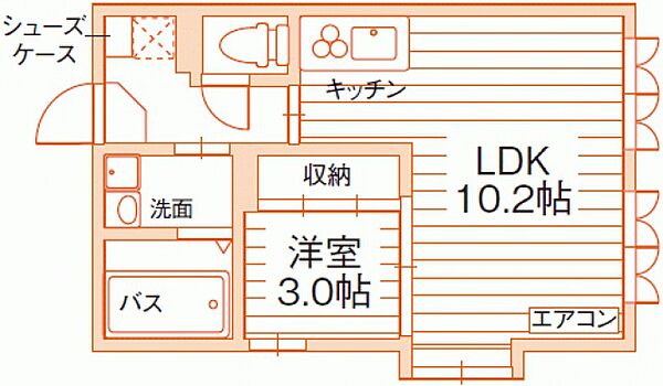 ファーストステージ大供 ｜岡山県岡山市北区大供１丁目(賃貸マンション1LDK・3階・33.00㎡)の写真 その2