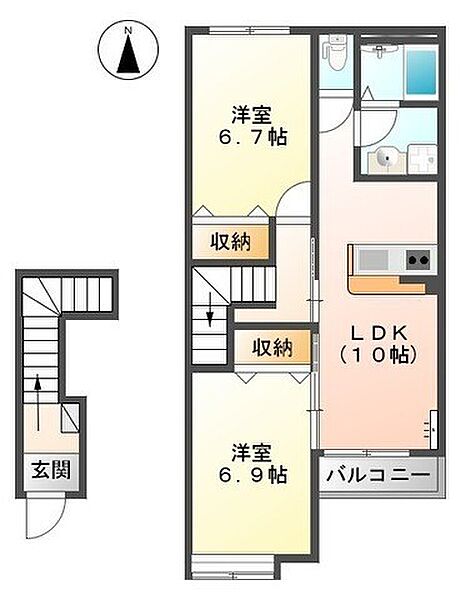 ラ・カーサHANA 202｜和歌山県和歌山市本脇(賃貸アパート2LDK・2階・56.70㎡)の写真 その2