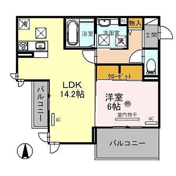 D-roomN・KI 102｜和歌山県和歌山市小松原５丁目(賃貸アパート1LDK・1階・50.34㎡)の写真 その2