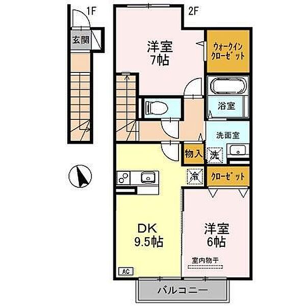 D-room　MALDA　B棟 B208｜和歌山県海南市大野中(賃貸アパート2DK・2階・62.04㎡)の写真 その2