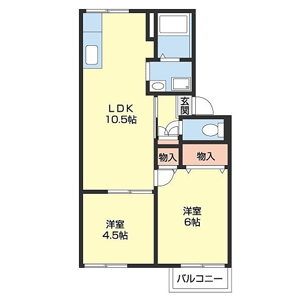 プレジール岡本 205｜和歌山県和歌山市東高松２丁目(賃貸アパート2LDK・2階・41.64㎡)の写真 その2