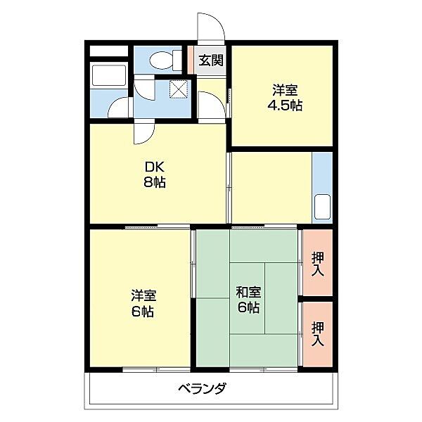 新中島エクセランス 306｜和歌山県和歌山市新中島(賃貸マンション3DK・3階・56.50㎡)の写真 その2