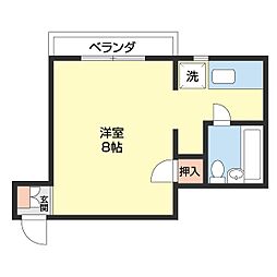 コーポホワイト名草 2階1Kの間取り