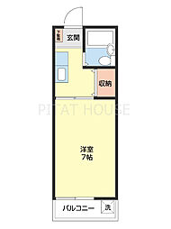 レジデンス小松原 1階1Kの間取り